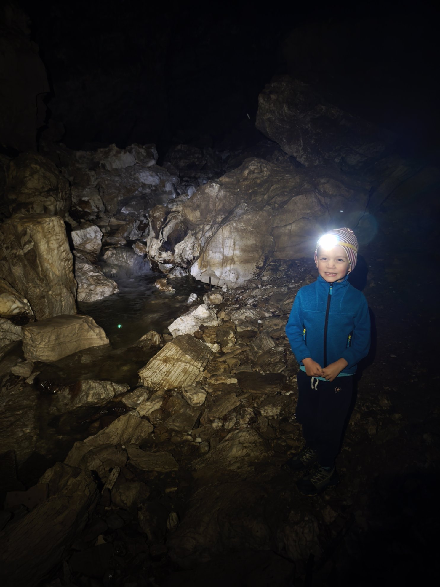 interior of the cave with water and rock formations